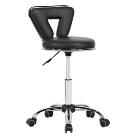 SmileMart Adjustable Mid-back Salon Stool with Wheels for Manicure Massage Spa, Black