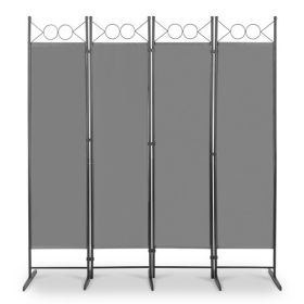 6FT 4-Fold Top With Shape 160g Polyester Cloth Plastic Feet Carbon Steel Frame Foldable Screen Gray