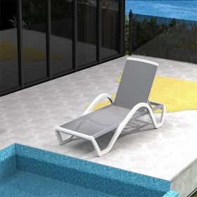 Patio Chaise Lounge Adjustable Aluminum Pool Lounge Chairs with Arm All Weather Pool Chairs for Outside,in-Pool,Lawn (Gray)