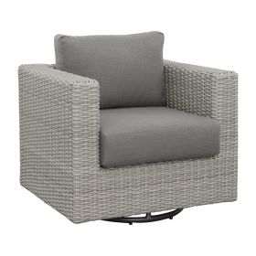 Blakley Outdoor Swilvel Chair with Half Round Wicker