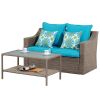 Patio Conversation Furniture Sets 1piece double sofa and 1piece rectangle coffee table