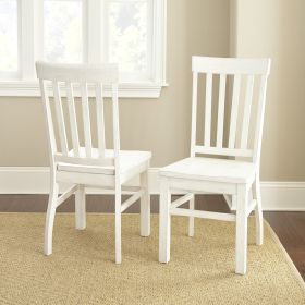 Modern Farmhouse Side Chairs - Distressed Antique White, Vertical Slat Back, Scooped Seats, Sturdy Design
