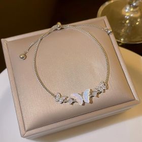 New Color Zirconium Butterfly bracelet Women's bow silver adjustable bracelet