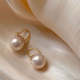 Korean lovely pearl pendant ladies earrings luxury gold U shaped pendant wedding earrings personality fashion jewelry