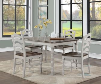 ACME Bettina 5PC DINING SET Antique White & Weathered Oak Finish DN01438