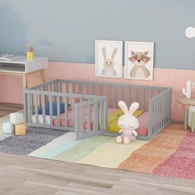 Twin Size Wood Daybed Frame with Fence; Gray(OLD SKU :WF289661AAE)