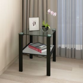 Glass two layer tea table; small round table; bedroom corner table; living room black side table