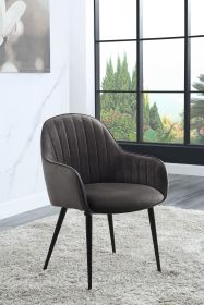 Caspian Side Chair; Dark Gray Fabric & Black Finish 74011