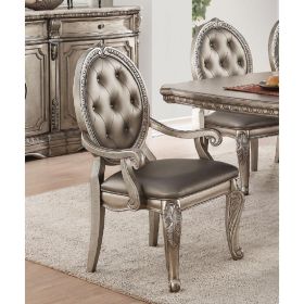 Northville Arm Chair (Set-2) in PU & Antique Silver 66923