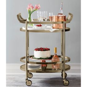Lakelyn Serving Cart; Rose Gold &amp; Clear Glass 98192