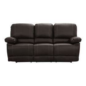 Dark Brown Double Reclining 1pc Sofa with Center Drop-Down Cup Holder Comfortable Plush Seating Solid Wood Plywood Furniture