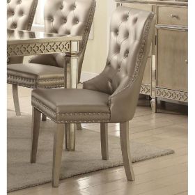 Kacela Side Chair (Set-2) in PU &amp; Champagne 72157
