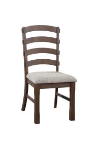 Pascaline Side Chair (Set-2); Gray Fabric; Rustic Brown &amp; Oak Finish DN00703