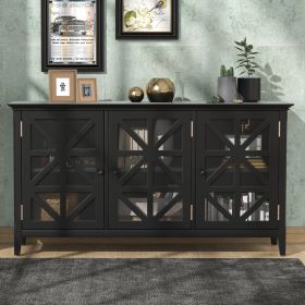 U_STYLE 62.2'' Accent Cabinet Modern Console Table Sideboard for Living Room Dining Room With 3 Doors and Adjustable Shelves