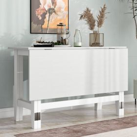 TOPMAX Farmhouse Wood Extendable Dining Table with Drop Leaf for Small Places; White