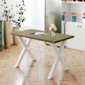 TOPMAX Farmhouse Rustic Wood Kitchen Dining Table with X-shape Legs; Gray Green