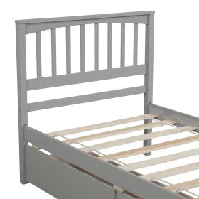Twin size Platform Bed with Two Drawers; Gray