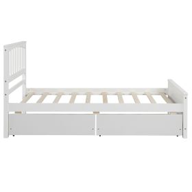 Twin size Platform Bed with Two Drawers; White