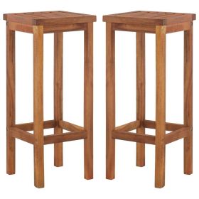 Bar Chairs 2 pcs Solid Acacia Wood