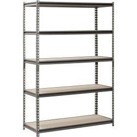 48"W x 18"D x 72"H 5-Shelf Steel Freestanding Shelves, Silver
