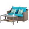 Patio Conversation Furniture Sets 1piece double sofa and 1piece rectangle coffee table