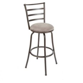 Adjustable 24" or 29" Swivel Barstool, Grey Microfiber Cushion (Color: Gray, size: 1)