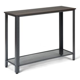 Wood Console Sofa Table with Adjustable Feet and Storage Shelf (Color: SIlver)