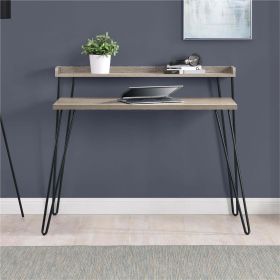 Mainstays Griffin Retro Computer Desk with Riser (Color: Distressed Gray Oak)