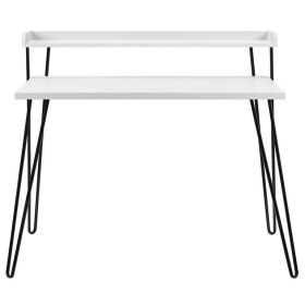 Mainstays Griffin Retro Computer Desk with Riser (Color: White/Black)