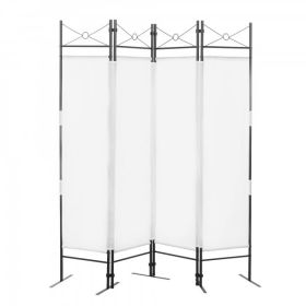4-Panel Metal Folding Room Divider, 5.94Ft Freestanding Room Screen Partition Privacy Display for Bedroom, Living Room, Office (Color: White)