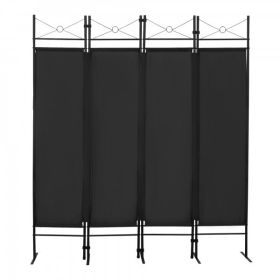 4-Panel Metal Folding Room Divider, 5.94Ft Freestanding Room Screen Partition Privacy Display for Bedroom, Living Room, Office (Color: Black)
