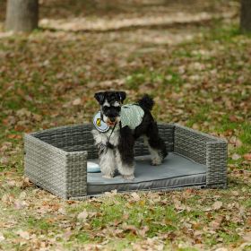 Dog Bed; Pet Bed; Pet Enclosures; Pet Outdoor Furniture; Pet Patio Furniture; Seasonal PE Wicker Pet Furniture; Dog Bed With Cushion (Color: as Pic)
