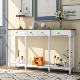 U_STYLE Solid Wood Console Table; Classic Entryway Table with Storage Shelf and Drawer for Home (Color: as Pic)