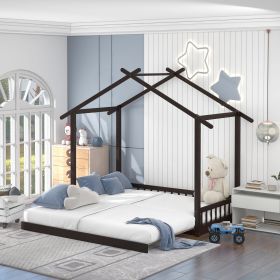 Extending House Bed, Wooden Daybed, (Color: espresso)