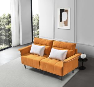 HQ-282 Sofa Couch, Suede Mid-Century Tufted Love Seat for Living Room (Color: Orange)
