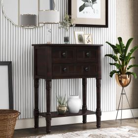 Narrow Console Table, Slim Sofa Table with Three Storage Drawers and Bottom Shelf for Living Room, Easy Assembly (Color: espresso)