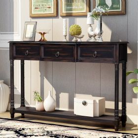 Console Table Sofa Table with Drawers for Entryway with Projecting Drawers and Long Shelf (Color: espresso)