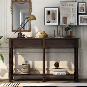 Console Table Sofa Table Easy Assembly with Two Storage Drawers and Bottom Shelf for Living Room, Entryway (Color: espresso)
