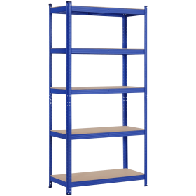 5-Shelf Boltless & Adjustable Steel Storage Shelf Unit, Blue, Holds up to 386 lb per Shelf (Color: Blue, size: 1)