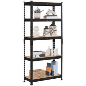 5-Shelf Boltless & Adjustable Steel Storage Shelf Unit, Blue, Holds up to 330 lb Per Shelf (Color: Black, size: 1)