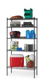 5 Tier Wire Shelf Unit, White, 1750 lb Capacity (Color: Black)