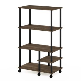 4-Tier Toolless Kitchen Storage Shelf Cart, Americano/Black (Color: Columbia Walnut/Black)