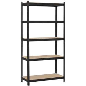 5-Shelf Boltless & Adjustable Steel Storage Shelf Unit, Blue, Holds up to 386 lb per Shelf (Color: Black, size: 1)