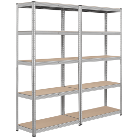5-Shelf Boltless & Adjustable Steel Storage Shelf Unit, Blue, Holds up to 386 lb per Shelf (Color: SIlver, size: 1)