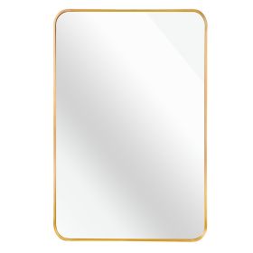 24 "x36" Metal Rectangular Bathroom Wall Mirror (Color: Gold)