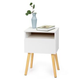Versatile Nightstand, Bedroom End Table with Drawer, Storage Shelf, Side Table for Home & Office - single (Color: White)